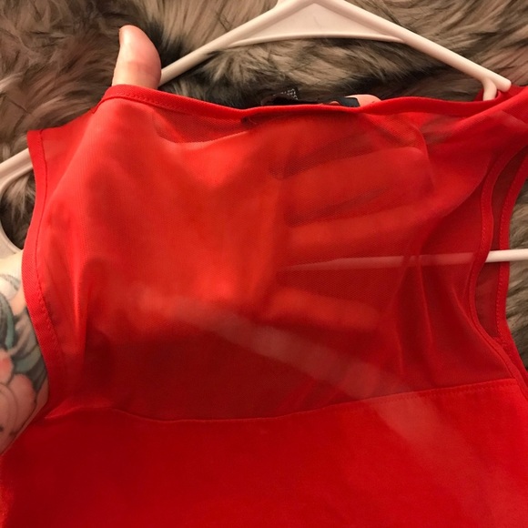 🦇 Forever 21 Red Mesh top BodySuit - Picture 11 of 12